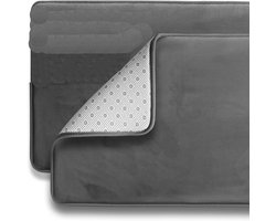 Famanu – Badkamermat - ultrazacht - antislip en absorberend - fluwelen traagschuim badmat - set van - 17 x 24/20 x 32 - grijs