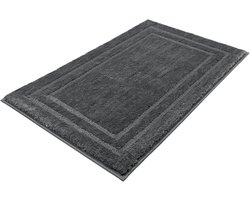 Famanu - Badmat Anti-Slip | Super absorberend en machinewasbaar | Te combineren als badmat set | Voor de badkamer, douche, bad of als WC mat | Donker Grijs – 70x120 cm