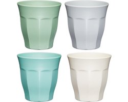 Famanu - Bekers Servies Set van 4 Stuks 280 Milliliter Melamine – Klassieke Kleuren