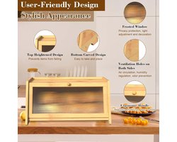 Famanu - Brood doos voor keuken aanrecht grote boerderij brooddoos brood container voor zelfgemaakte brood opslag met acryl frosted venster | Luxe opberger, modern design voor keuken en dagelijks gebruik