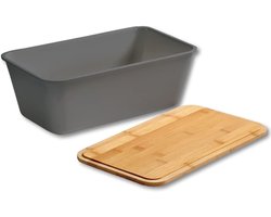 Famanu – Broodtrommel materiaal: kunststof bamboe afmetingen: b: 35 x h: 13 5 x d: 20 cm kleur: grijs bruin 58491 | Luxe opberger, modern design voor keuken en dagelijks gebruik