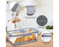 Famanu - Broodtrommel timing broodtrommel plastic opbergbakken met deksels opbergmand brooddoos keukenbak tijdregistratie broodopslag stapelbare koelkastorganizer opbergdoos | Luxe opberger, modern design voor keuken en dagelijks gebruik