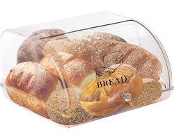 Famanu - Broodtrommel voor de keuken van acryl moderne broodtrommel met roldeksel voor het bewaren en presenteren van brood koekjes en cake 30 x 13 x 27 cm | Luxe opberger, modern design voor keuken en dagelijks gebruik