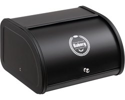 Famanu - Broodtrommels met roestvrijstalen behuizing metalen opbergdoos voor aanrecht grote broodtrommel met oprolbaar deksel zwart | Luxe opberger, modern design voor keuken en dagelijks gebruik