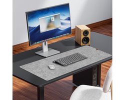 Famanu – Bureau-onderlegger - vilt kantoortafel onderlegger - antislip tafelonderlegger - duurzame tafelmat voor kantoor - thuiskantoor Vilt bureaumat (Lichtgrijs - 80 x 40 cm)