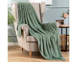 Famanu – Deken - flanel - velours - sprei - bank - kan in 4 seizoenen worden gebruikt - 1 stuk - zacht - warm - fleece - gordijn - - 150 x 200 cm - lichtgroen