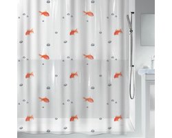 Famanu – Douchegordijn goudvis oranje 180 x 200 cm – transparant PVC, waterdicht