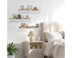 Famanu - Drijvende planken wandgemonteerde plank, 3 set houten planken voor muur, Foto Ledge Display Rekken Kruidenrekken Decoratieve Houten Wandplanken Voor Badkamer Woonkamer Keuken Home Office.