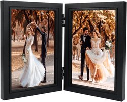 Famanu - Dubbel opvouwbare fotolijst 10x15 cm, draaibaar glazen front, high definition