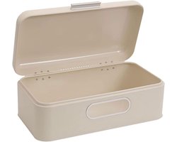 Famanu – Elegante retro metalen broodmand met venster ruimtebesparende opbergdoos broodmand met deksel voor het bewaren van vers brood crème 42 x 23 x 16 5 cm ijzer beige | Luxe opberger, modern design voor keuken en dagelijks gebruik