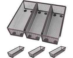 Famanu - Gaas Opslag Mandjes [6 Pak] – Slanke Keuken Opslag Organizer met Aansluitende Zijden & Non-Slip Rubberen Voetjes – Uitbreidb