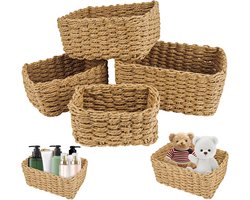 Famanu - Gevlochten Opbergmanden Set, set van 4 voor badkamer, keuken en woonkamer