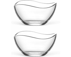 Famanu – Glazen serveerschaal met deksel en goud rand 27,5 x 19 x 13,5 cm – luxe snack- en borrelschaal