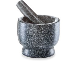 Famanu – Granieten vijzel en stamper set in antracietkleur, stevig en slijtvast keukengereedschap