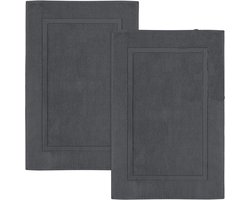 Famanu - Grijze katoenen badmat 53 x 86 cm, 100% ringgesponnen katoen, set van 2