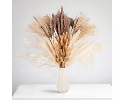 Famanu – Groot pampasgras boeket met gedroogde bloemen, boho woondecoratie voor vensterbank en tafel