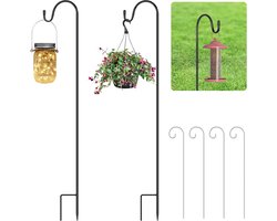 Famanu – Herdershaak set 2 stuks - 75 cm verstelbare vogelvoederhaken met grondpin en ophanghaken voor tuin en balkon