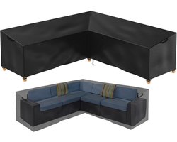 Famanu – Hoes voor tuinmeubelen L-vorm - tuinmeubelhoes lounge cocktailstoel rotan bankhoes beschermhoes tuinmeubel waterdicht 600D verlengt de levensduur van meubels (215x215x80x85cm)