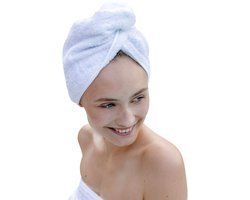 Famanu - Katoenen haartulband met knoop en gesp, natuurlijk absorberend, microplasticvrij – Wit