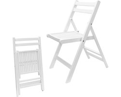 Famanu – Klapstoel van hout in wit, 79 x 59 cm, belastbaar tot 100 kg, opvouwbaar en ruimtebesparend