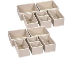 Famanu – Kleding lade-organizers, set van 12, opvouwbare stoffen opbergdozen voor shirts, ondergoed en accessoires, kaki