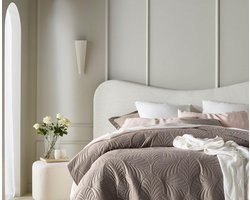 Famanu - Luxe sprei 240x260 cm bruin, fluwelen woondeken met quiltstructuur