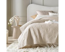 Famanu - Luxe sprei 240x260 cm crème, fluwelen woondeken voor bed en bank, elegant en stijlvol