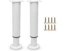 Famanu - Meubels verstelbare poten, metalen bedsteun beenvervanging centraal lattenframe banksteun beendelen intrekbare zwaar belastbare meubelvoet voor bank/dressoir/tafel/kast 18-32 cm (wit, 2 stuks)