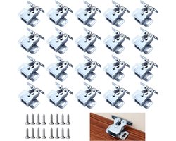 Famanu - Meubelsnapper, 20 stuks dubbele rolsnappers, kastsluitingen met 80 schroeven, roestvrijstalen latchvanger voor kast, meubelsnapper met verstelbare deurstopper voor keuken, kastdeuren, kasten