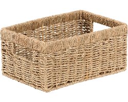 Famanu – Middelgrote rieten opbergmand van zeegras – Geweven rotan mand voor plank en kast – 1 stuk