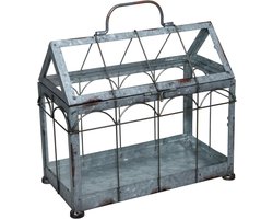 Famanu – Mini-broeikas met robuust ijzeren frame, afmetingen 29 x 15 x 26,5 cm, met glazen ramen en vergrendelmechanisme