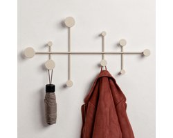 Famanu – Minimalistische wandgarderobe, moderne metalen muurgeplaatste kapstok met haken, taupe zand, ideaal voor het ophangen van jassen en tassen
