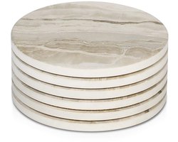 Famanu – Onderzetters voor drankjes, absorberende onderzetters set 6 stuks, absorberende onderzetters set met kurkbasis voor salontafel, huisdecoratie, housewarming cadeau voor vrouwen, marmeren stijl
