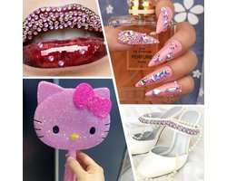 Famanu – Opstrijkbare strass steentjes set van 2500 stuks voor kleding, hot fix strass met platte achterkant, ideaal voor hobby en doe-het-zelf decoratie (lichtroze