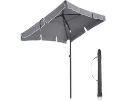 Famanu - Parasol voor balkon, rechthoekige tuinscherm, 180 x 125 cm, uv-bescherming tot UPF 50+, kantelbaar, parasoldoek met PA-coating, voor tuin, terras, zonder voet, grijs