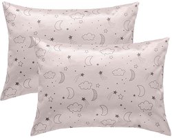 Famanu - Peuter kussenslopen 49x36 cm satijn set 2, baby zijdeachtig satijn, envelopsluiting zacht en wasbaar voor reizen