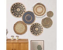 Famanu – Set van 3 boho wandmanden - gevlochten - woonkamer - decoratie - macramé