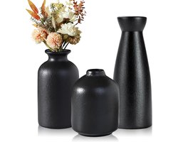 Famanu – Set van 3 keramische vazen - boho-Japandi stijl - modern interieur - pampasgras of bloemen - woonkamer of tafeldecor
