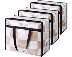 Famanu Set van 3 transparante opbergzakken 40L, PVC kledingopbergtas, opvouwbaar dekbedovertrek met handgrepen, opbergdoos voor verhuizen, kleding, dekens, speelgoed, boeken