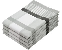 Famanu - Set van 4 grijze katoenen theedoeken 70x50 cm, premium keukenset