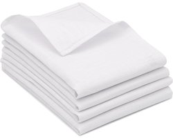 Famanu - Set van 4 witte linnen theedoeken 50x70 cm, duurzaam en absorberend