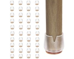 Famanu – Set van 40 robuuste siliconen meubeldoppen voor meubels, kruk, tafel, stoel, bureau, kast, bank, zacht vilt, geschikt voor 12-16 mm, transparant, rond XS (12-16 mm)