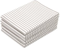 Famanu - Set van 5 taupe-witte katoenen theedoeken 50x70 cm, horeca kwaliteit