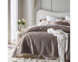 Famanu – Sprei in Bruin - 220 x 240 cm - Veelzijdige Woondeken als Bedsprei of Banksprei - Quilt - Stijl - Ideaal als Fluwelen Deken