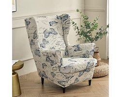 Famanu – Stoelhoes voor oorfauteuil - 2 - delige set - rekbare hoes van wasbaar elastaan - meubelbeschermer voor oorfauteuil in woonkamer - slaapkamer of hotel (geurige rode bloem)