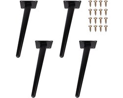 Famanu Tafelpoten Metaal Zwart, Schuine Meubelpoten, Kegelvormige Meubelpoten, Dressoirpoten, Bankpoten, voor Tafels Banken Tv-Kasten Stoelen Kasten Vervangende Kastpoten. 4 Stuks 25cm