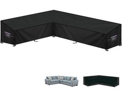 Famanu - Tuinmeubelhoes L-Vorm Afdekhoes voor Tuinmeubelen Waterdichte Rotan Hoekbankhoes Buiten Tuinbankhoes Lounge Afdekking Beschermhoes voor Hoekbank met Ventilatieopeningen, 210x300x102x80/60cm