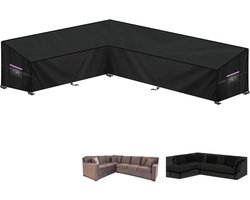 Famanu Tuinmeubelhoes L-Vorm Afdekhoes voor Tuinmeubelen Waterdichte Rotan Hoekbankhoes Buiten Tuinbankhoes Lounge Afdekking Beschermhoes voor Hoekbank met Ventilatieopeningen, 190x280x90x80/60cm