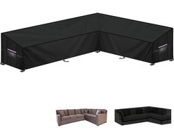 Famanu Tuinmeubelhoes L-Vorm Afdekhoes voor Tuinmeubelen Waterdichte Rotan Hoekbankhoes Buiten Tuinbankhoes Lounge Afdekking Beschermhoes voor Hoekbank met Ventilatieopeningen, 280x190x90x80/60cm