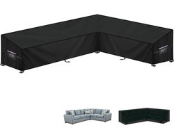 Famanu Tuinmeubelhoes L-Vorm Afdekhoes voor Tuinmeubelen Waterdichte Rotan Hoekbankhoes Buiten Tuinbankhoes Lounge Afdekking Beschermhoes voor Hoekbank met Ventilatieopeningen, 300x210x102x80/60cm